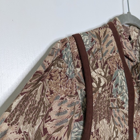 VTG 70s Groovy Vest Dress Quilted Brown Floral - Picture 6 of 12